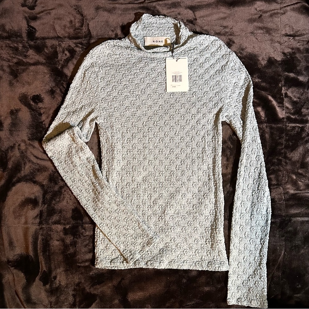 ROHE Pien Eyelet Lace Turtleneck - Soft Blue. Rare - Picture 2 of 5